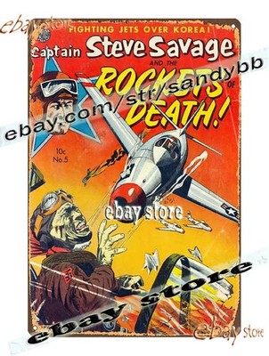 Tin Sign 1950s Space Pilot Rockets of Death house decor interiors