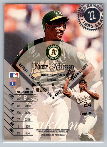 1995 Leaf Rickey Henderson #22 - Picture 2 of 2