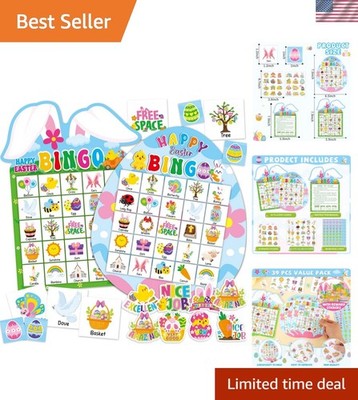 39Pcs Easter Bingo Game for Adults Kids 24 Players Easter Bunny Egg Shape Bin...