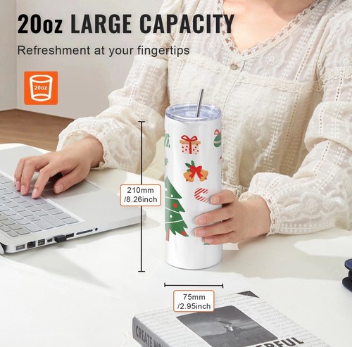 50Pack Straight Sublimation Tumblers Bulk Blank 20oz Stainless Steel White - Picture 5 of 16