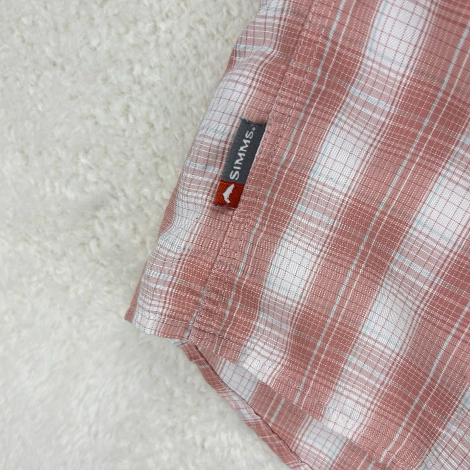 Simms Fishing Shirt Vented Men's XL Plaid Red Button Up Short Sleeve - Image 2 of 4