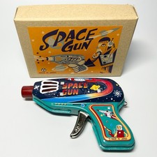 Japanese Tin Toy Space Gun by Sanko Seisakusho Tested  Working Made in Japan
