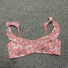 J. Crew Red Ruffle Wildflower Padded Bikini Top Size Small