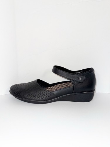 Scarpe comode REVERE Osaka Mary Jane mocassino in pelle nero cuscino orto largo 12 - Foto 10 di 15