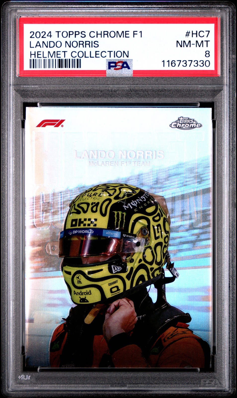 2024 Topps Chrome Lando Norris Helmet Collection PSA 8 NM-MT F1 World Champ #HC7 view 1