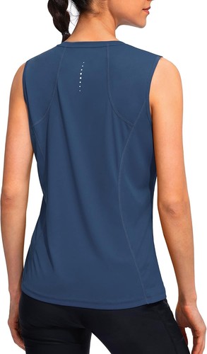YYV Women's Workout Tank Tops Lightweight Sleeveless Shirts Medium, Dark Blue