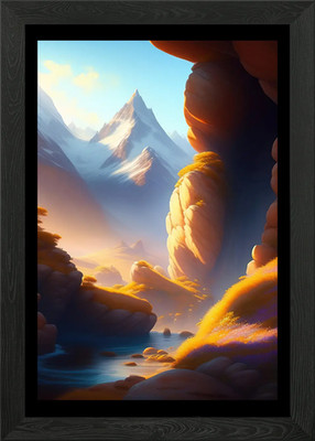Snowy Mountains And Rivers Framed Wall Art Poster Canvas Print Picture
