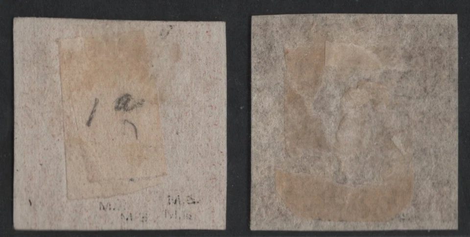 CANADA NEWFOUNDLAND 1857 FIRST STAMP SCOTT #1 IMPERF TWO COLOR SHADES MINT - Image 2 of 2