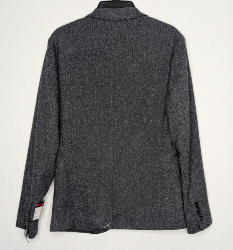 Abrigo deportivo ajustado para hombre JF Ferrar traje chaqueta talla 34/36 corto negro texto $160 Foto 2 de 4