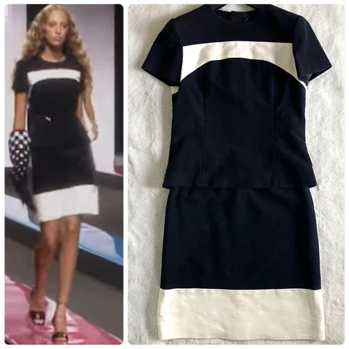 Tuta due pezzi Chanel vintage velluto cotone seta bicolore Coco Mark Coco bottoni D