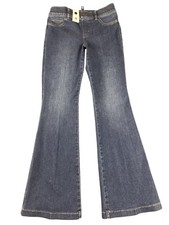 Spanx Jeans Womens Medium Petite Blue Flare Denim Stretch Shaping High Rise