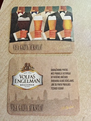 2 Bierdeckel , Volfas Engelmann Brauerei Kaunas / Lettland