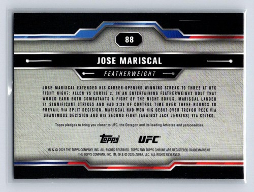 2025 Topps Chrome UFC #88 Jose Mariscal (RC) Negative Refractor - Picture 2 of 2