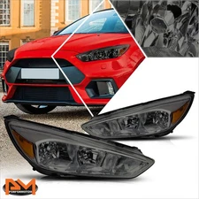 For 15-18 Ford Focus Gen3 Direct Bolt-On Headlight/Lamp Smoked Lens Amber Side