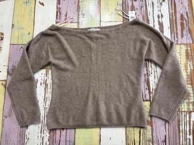 Abercrombie Fitch Sweater Womens Medium Light Brown Off the Shoulder Soft