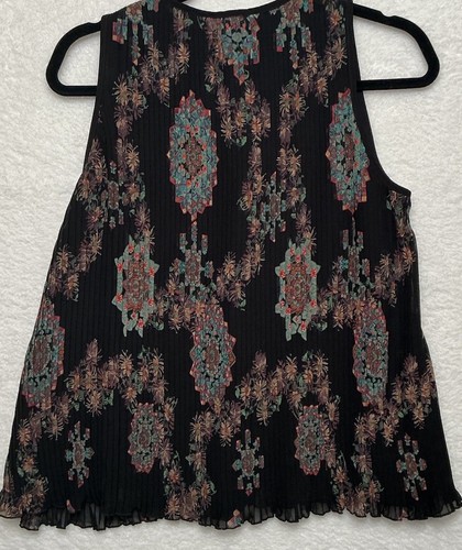 Desigual Top Women L Black Artsy Keyhole Pleated Lined Viscose NWT - Picture 8 of 8