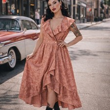 Zara Maxi Dress M Rockabilly Retro Jacquard Pin-Up Old Hollywood