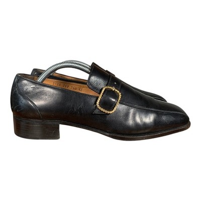 Vintage Gucci Halbschuhe Herren UK8 EU42 Schwarz Leder Mönch Riemen Schnalle Seil Horsebit