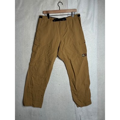 Prana Zion Mens Hiking Cargo Pants Tan Brown Built-in Belt Size 34x31 Repair