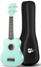 Everjoys grüne 21" Ukulele mit Gigbag, Stoff & Django DG-7 Tuner
