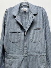Vintage Railroad Stripe Denim Coverall Jumpsuit Workwear USA Made 40R