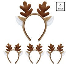 Deer Antler headband 4Pack - Animal Ears Realistic Fluffy Reindeer Antlers Party