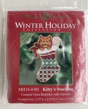 Mill Hill Kitty's Stocking Winter Holiday Christmas Counted Glass Bead Kit 2010