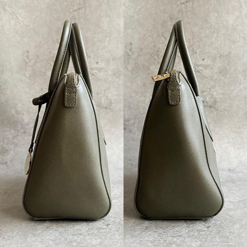 Furla Tessa 2Way Leather Shoulder Bag Khaki Excellent Condition Authentic - Picture 3 of 9