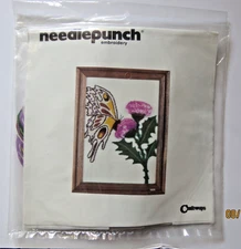 Vintage Needlepunch Embroidery Kit Craftways Thistle and Butterfly #1825