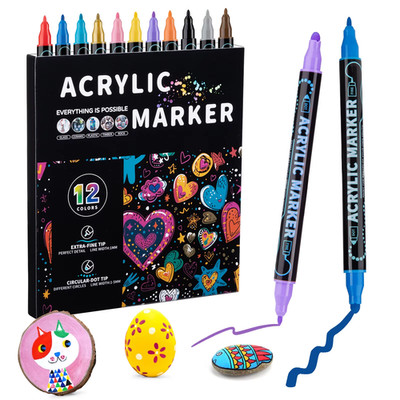 12/24/36/48 Farben Dual Tip Acryl Farbe Stifte Marker für Holz Leinwand Stein Roc