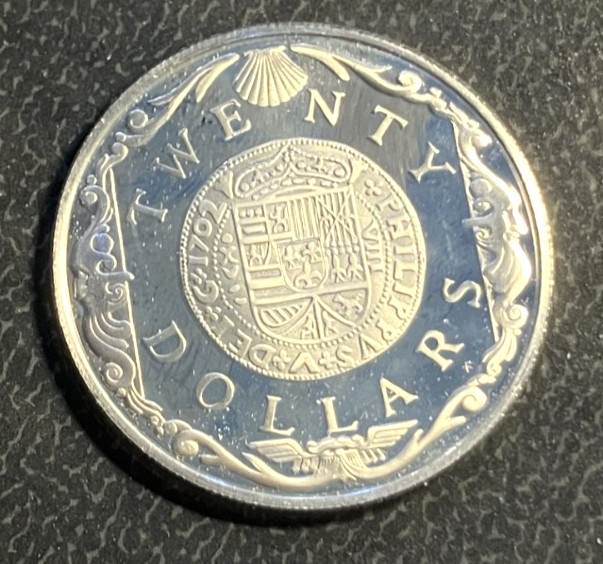 elf British Virgin Islands 20 Dollars 1985 Silver Proof Spanish Doubloon 1702
