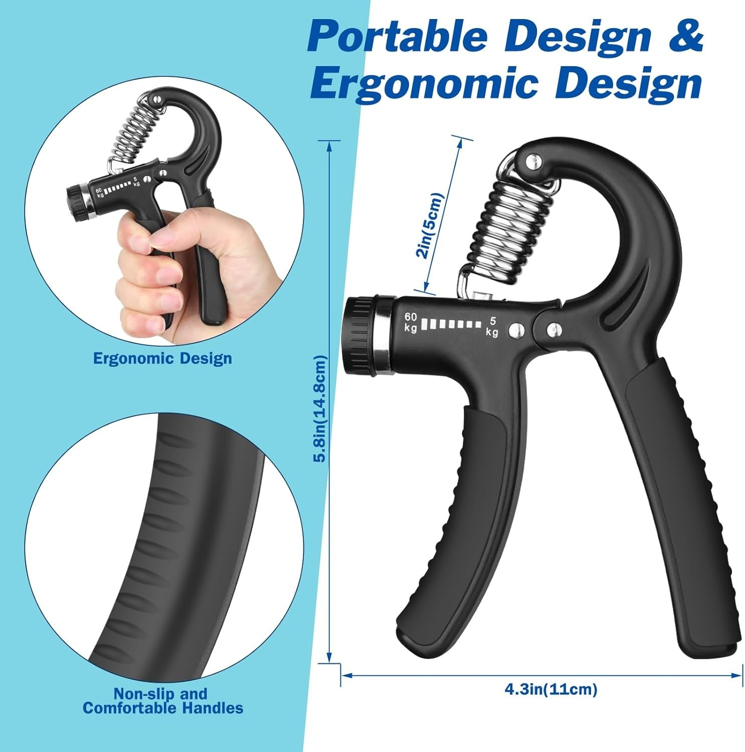 5-Pack Adjustable Hand Grip Strengthener Forearm Trainer Kit