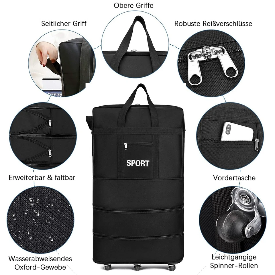 XXL Rollenkoffer große Reisetasche mit Dehnfalte Rollen 31 Zoll Reisetasche. - Bild 2 von 4