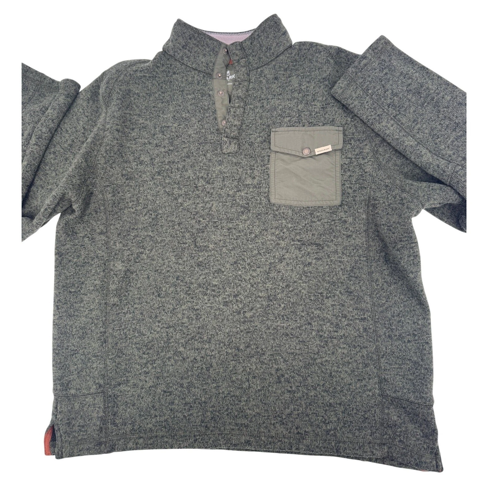 Woolrich Men's Quarter Zip Pullover Sweater Heathered Green Size Large