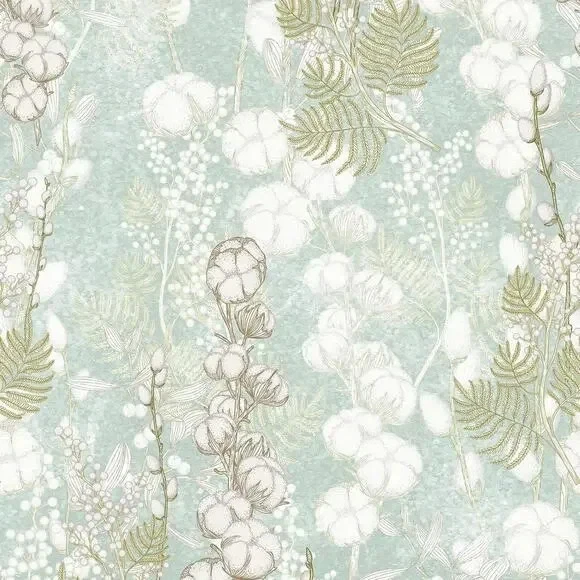 SIMON&SIFF FLORAL PEEL & STICK WALLPAPER BOTANICAL WALLPAPER GREEN COTTON ( 17.3 - Image 4 of 4