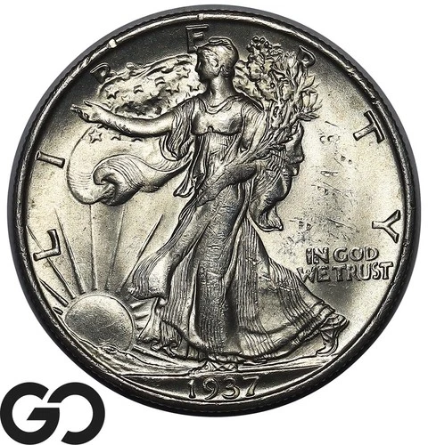 1937-S Walking Liberty Half Dollar, Tough Date This Nice, Choice Gem BU++