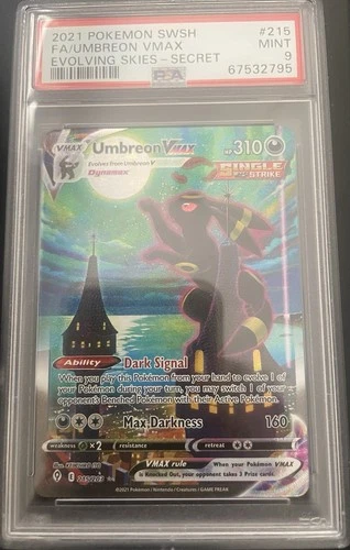 Pokémon TCG Umbreon VMAX Holo Secret Rare Card Evolving Skies 215/203 PSA9