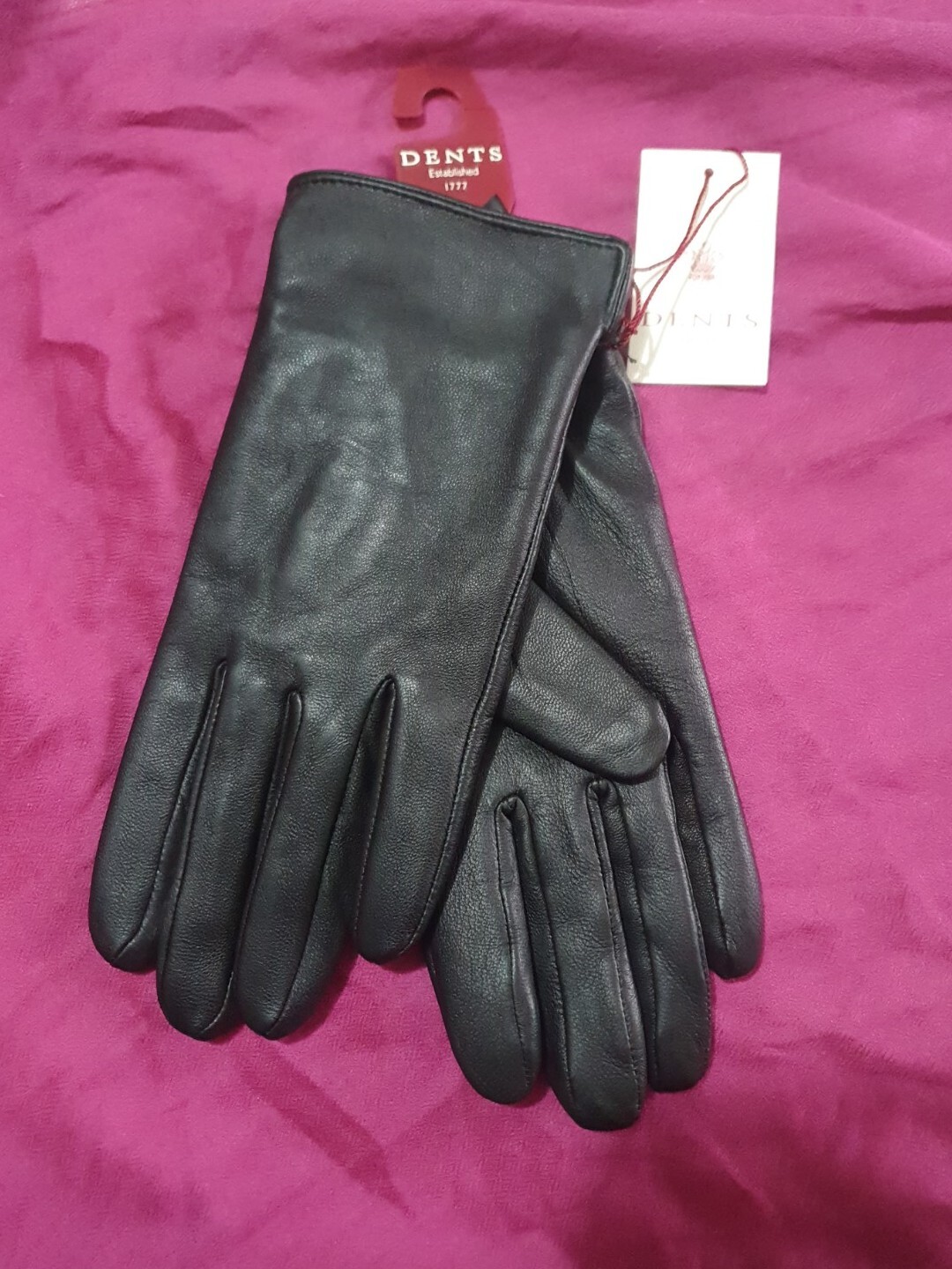 BNWT DENTS Ladies BLACK LEATHER Gloves Size L Lined Top Quality FREE POST