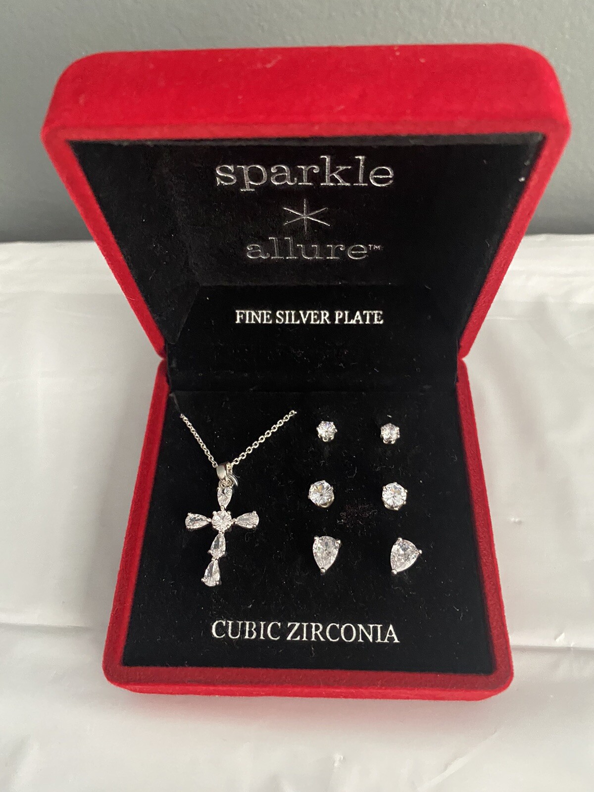 Sparkle Allure Fine Silver Plate Cubic Zirconia Set