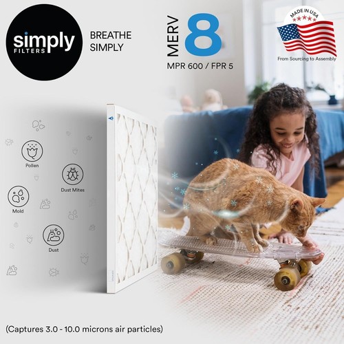 Simply Filters 17.5x35.5x1 MERV 8, MPR 600, AC Furnace HVAC Air Filter - Picture 3 of 57