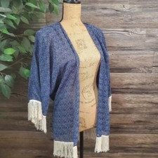 Barceloneta Swimwear Bikini Cover Navy Blue Aztec Design with Tassels