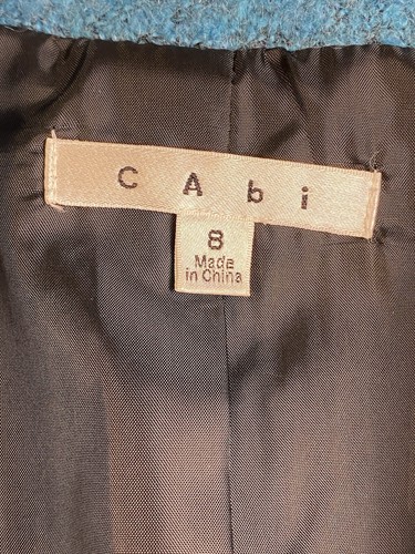 Cabi Blazer Jacket Syle #186 Size 8 Teal Blue Boucle Wool Blend Career Casual - Picture 3 of 8
