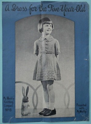 Original Vintage 30er Jahre Kinder Strickanleitung Mädchen Kleid My Weekly No. 8