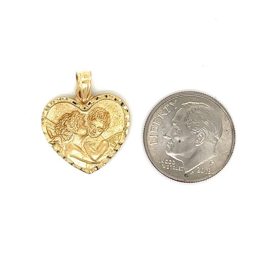 14KT YELLOW GOLD GUARDIAN ANGELS HEART PENDANT 1.7 GRAMS - Picture 2 of 5