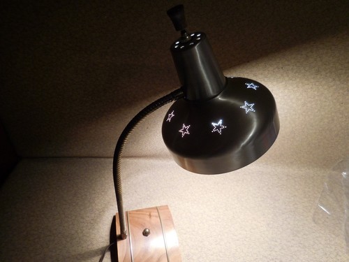 Vintage MCM Atomic Gooseneck Desk Lamp w Starburst Star Light Shade - Picture 8 of 9