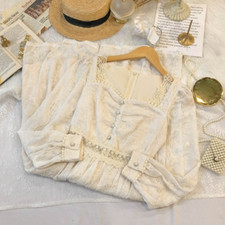 Fashion Elegant Midi Dress WomenParty Long Sleeve Vintage Lace RetroCasual Dress