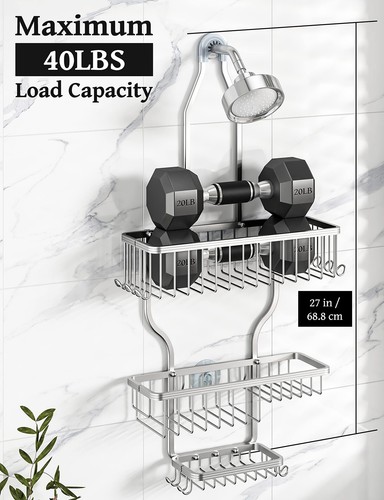 Shower Caddy Hanging - Never Rust Shower Organizer - Aluminum Over The Shower... - Picture 4 of 8