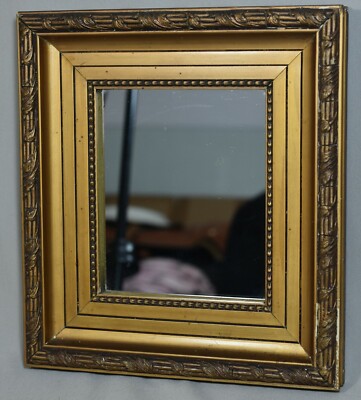 Miroir Ancien Rectangulaire En Bois Doré - Fin XIXe Siècle, Dimensions 48.5x67 Cm - Occasion