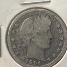 Antique 1904 Barber Silver Quarter No Mint Mark