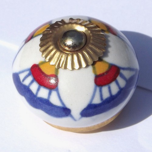 Ceramic knobs pulls handles for doors drawers cupboard cabinet wardrobe - brass - Picture 61 of 180